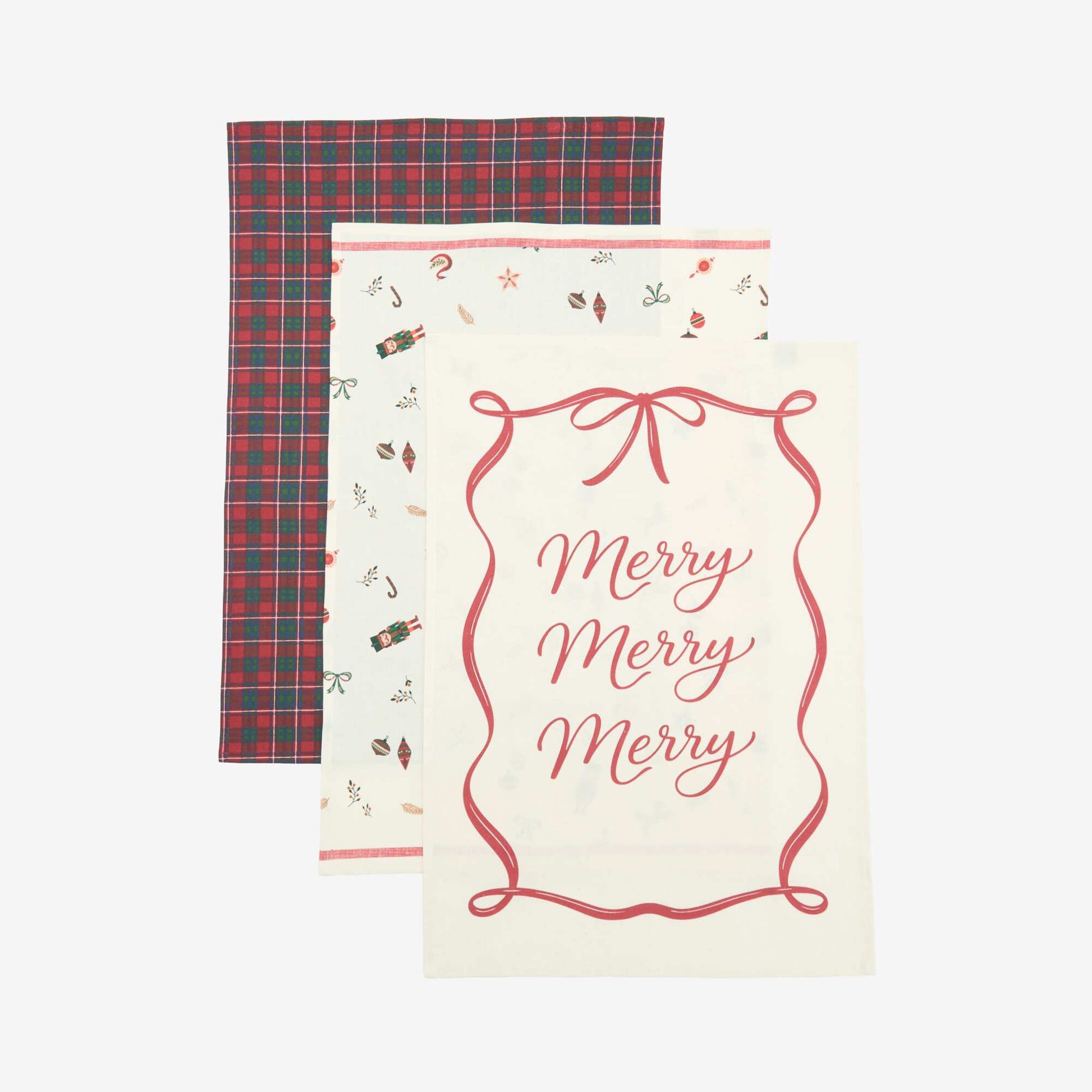 Set of 3 Printed Tea Towels - KIABI Home ECRU