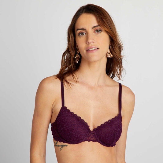 Padded lace bra PURPLE