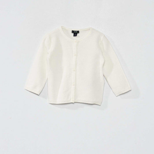 Decorative-knit cardigan White