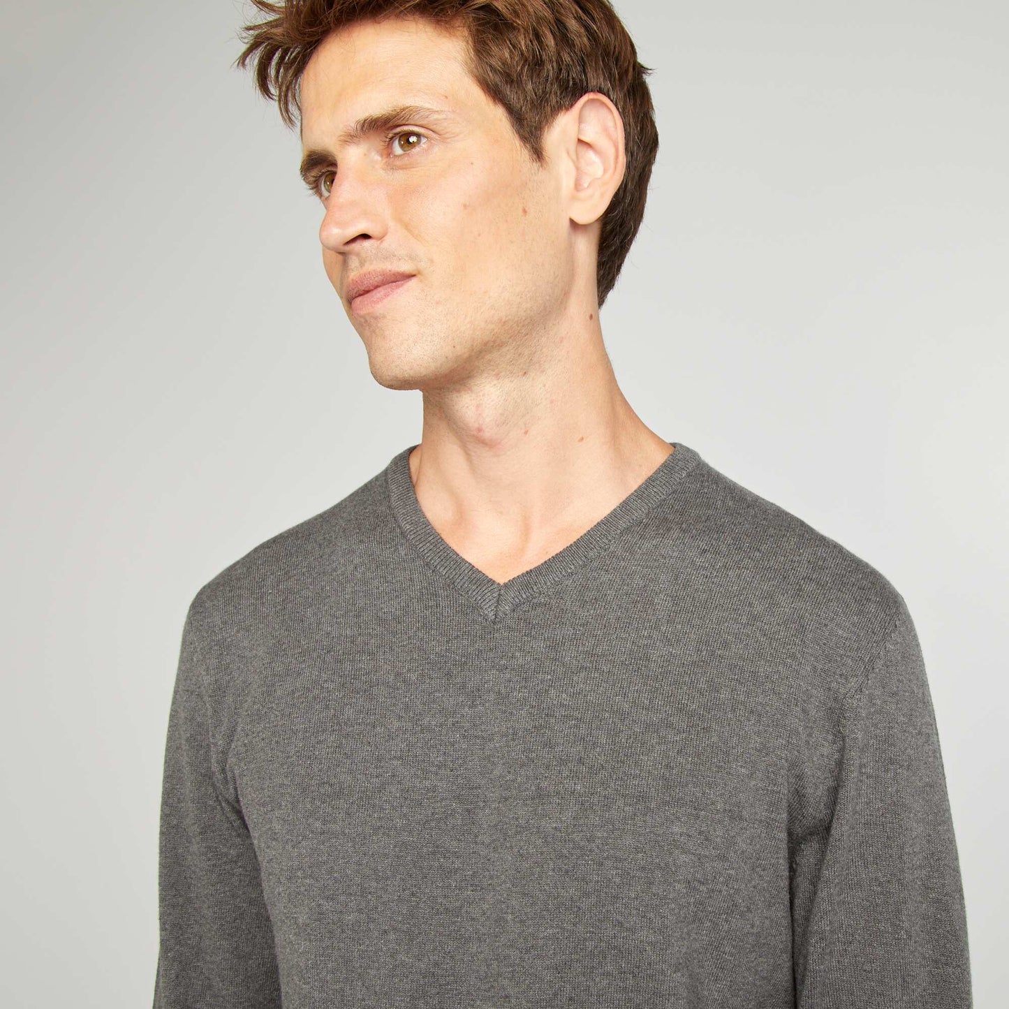 Plain knit basic sweater GREY