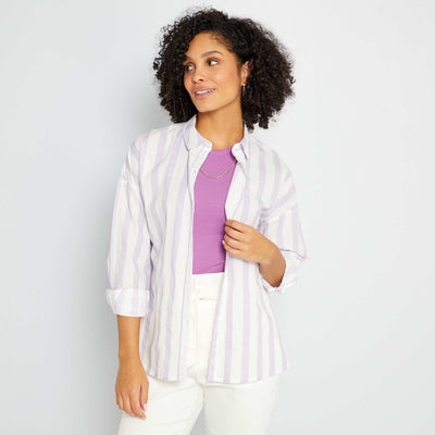 Striped poplin shirt PURPLE