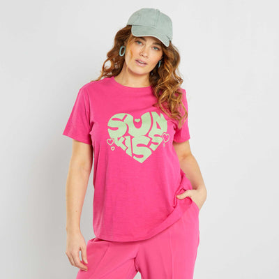 Round-neck jersey T-shirt PINK