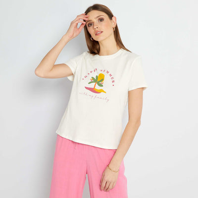 Round neck jersey T-shirt WHITE