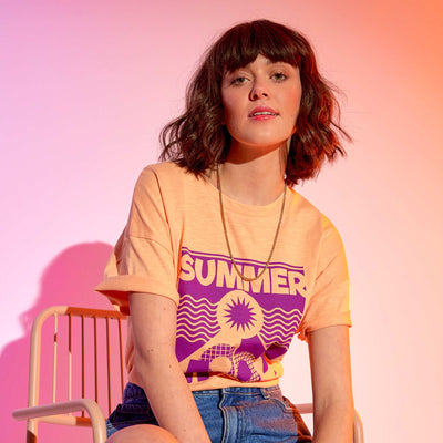 T-shirt with 'summer mood' lettering ORANGE