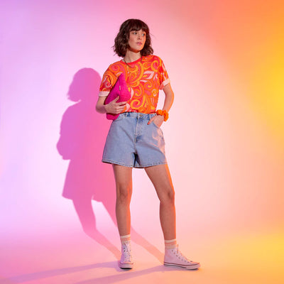 Psychedelic print T-shirt RED