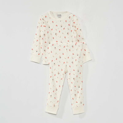 Long ribbed pyjamas - 2-piece set PINK