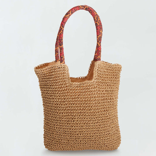 Holdall-style straw bag BEIGE