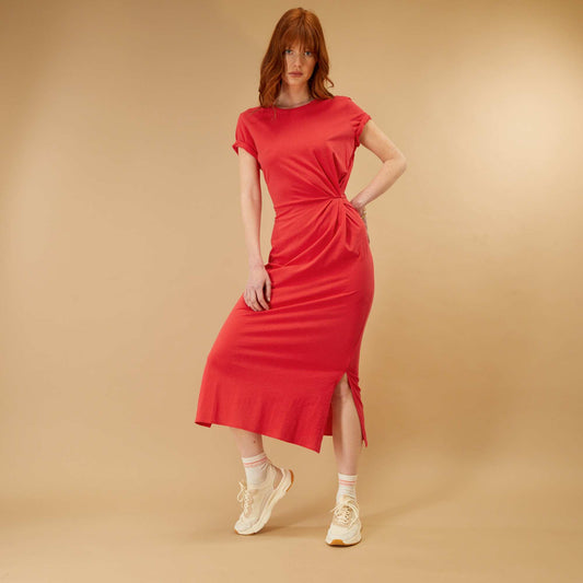 Long jersey dress red