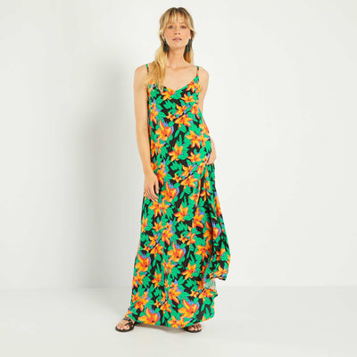 Printed midi dress BLACK