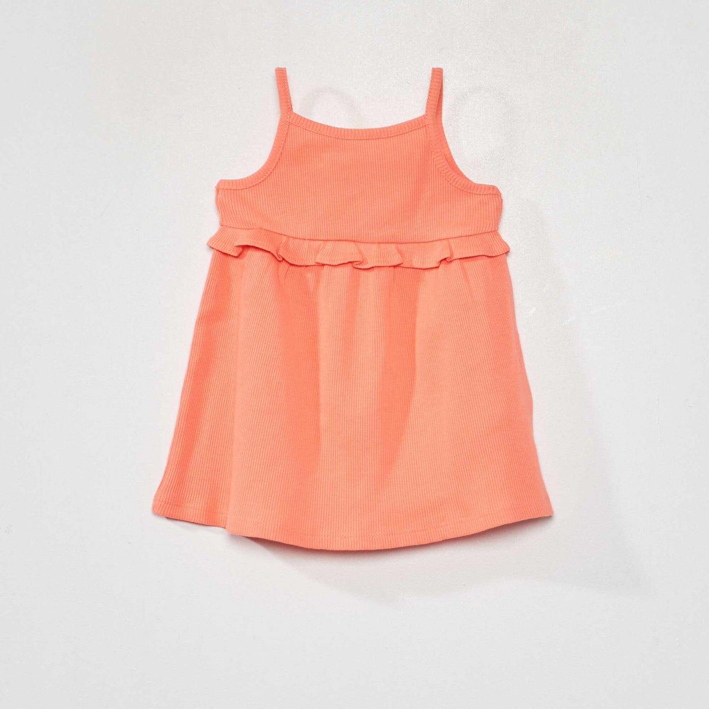 Ribbed dress with ruffled panel ORANGE