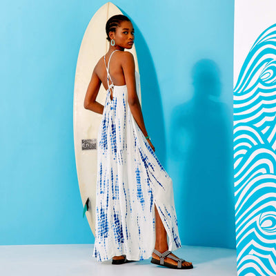 Long tie-dye dress BLUE