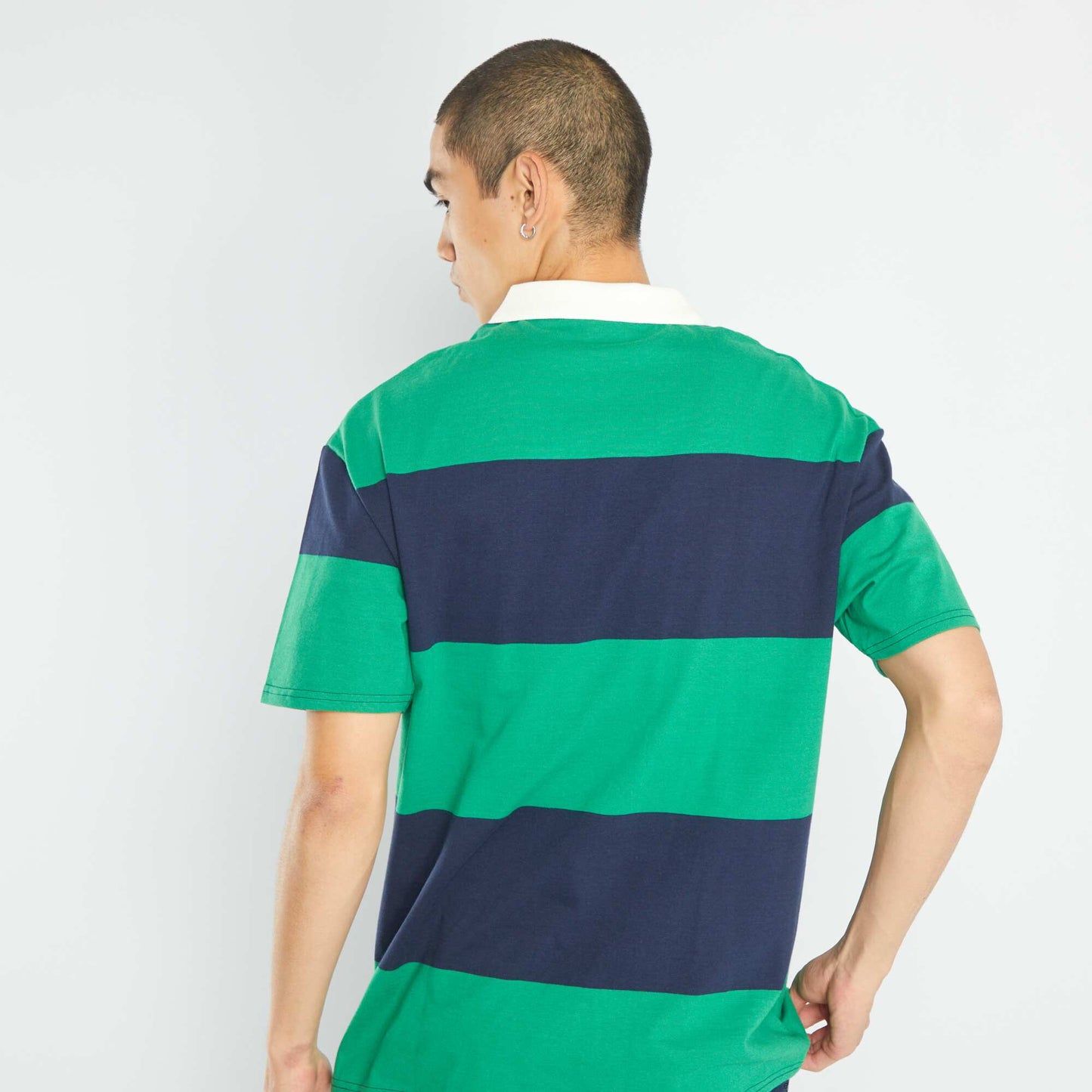 Striped jersey polo shirt BLUE