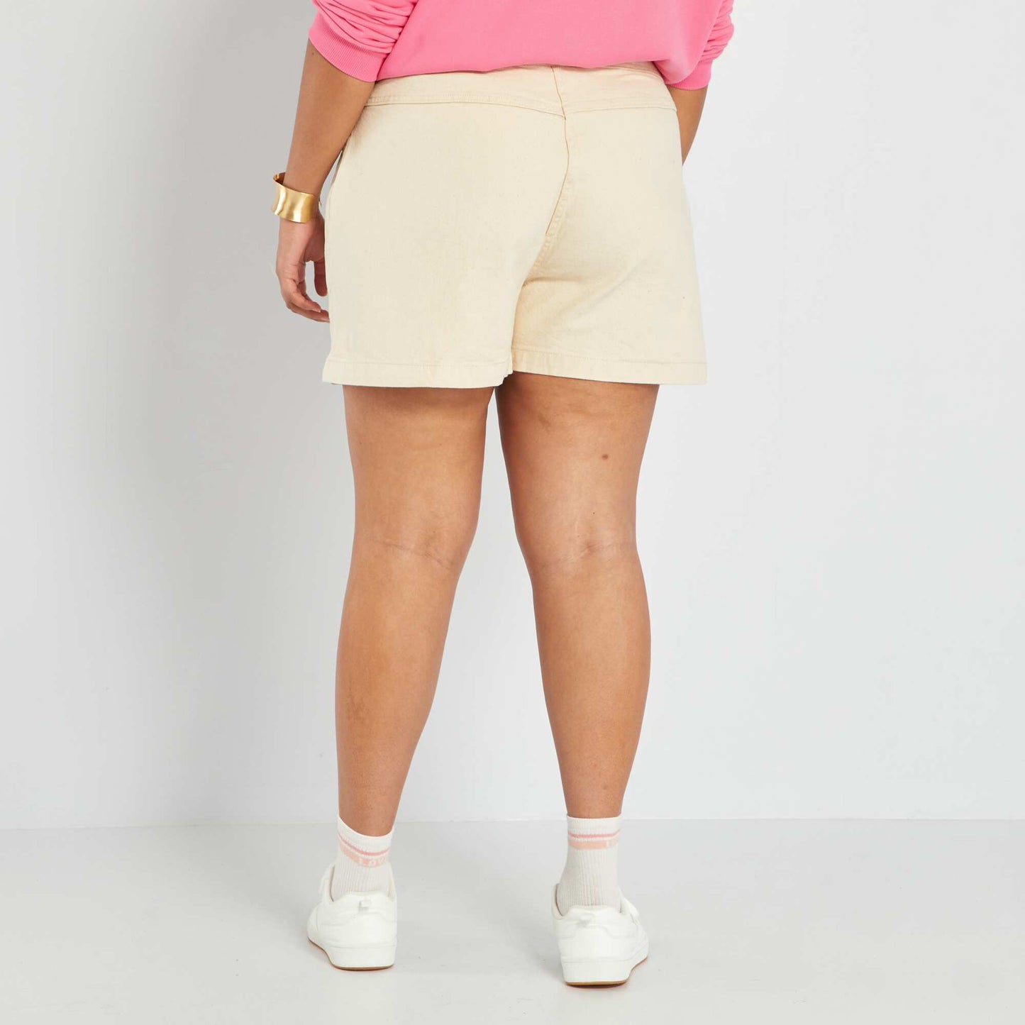 Denim shorts - 2 pockets BEIGE