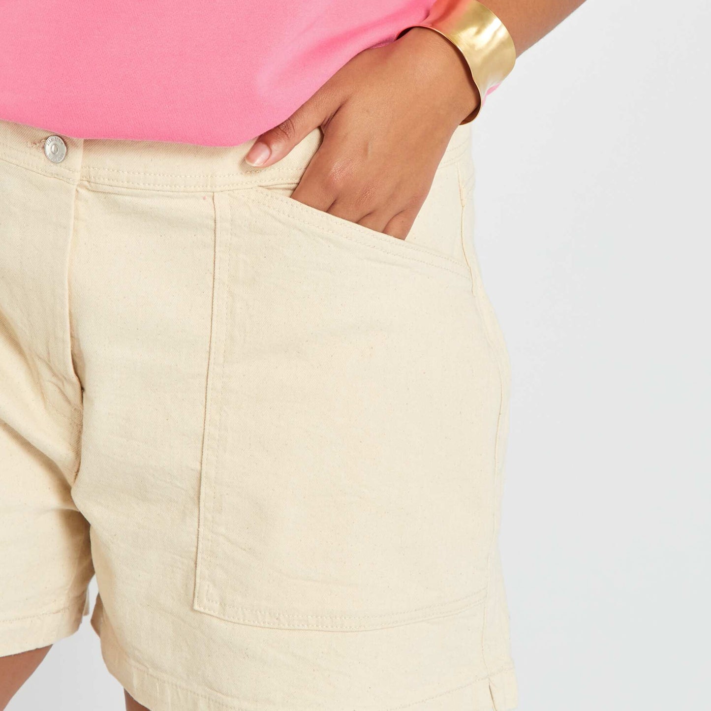Denim shorts - 2 pockets BEIGE