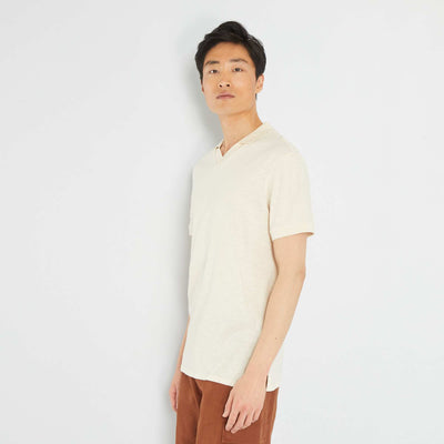 Short-sleeved jersey polo shirt BEIGE