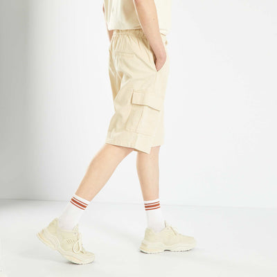 Flecked Bermuda shorts with pockets BEIGE