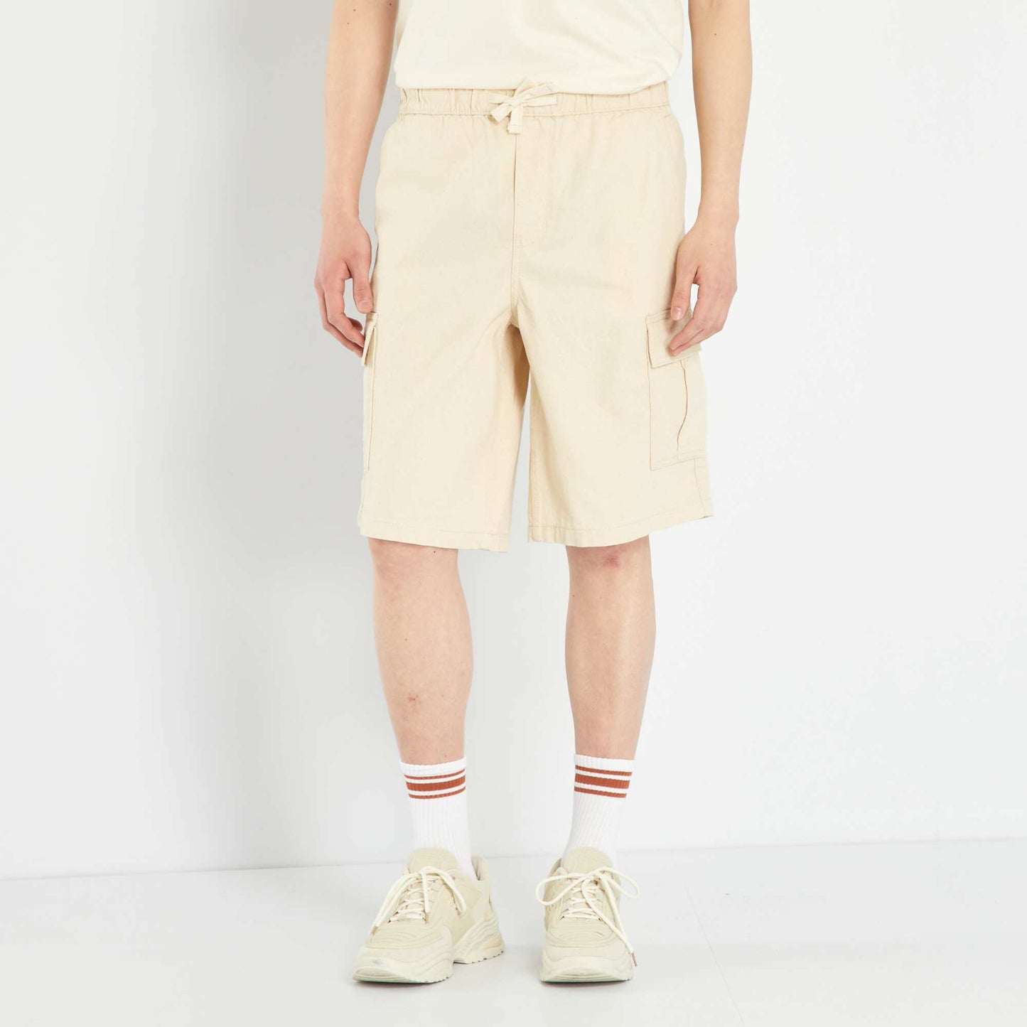 Flecked Bermuda shorts with pockets BEIGE