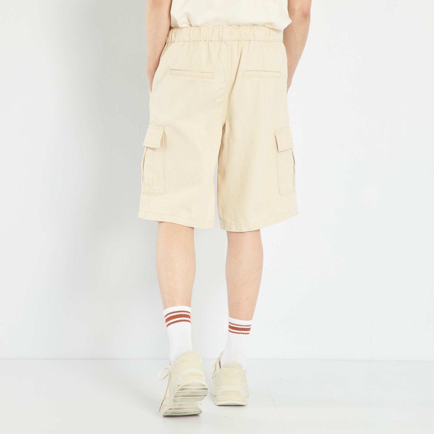 Flecked Bermuda shorts with pockets BEIGE