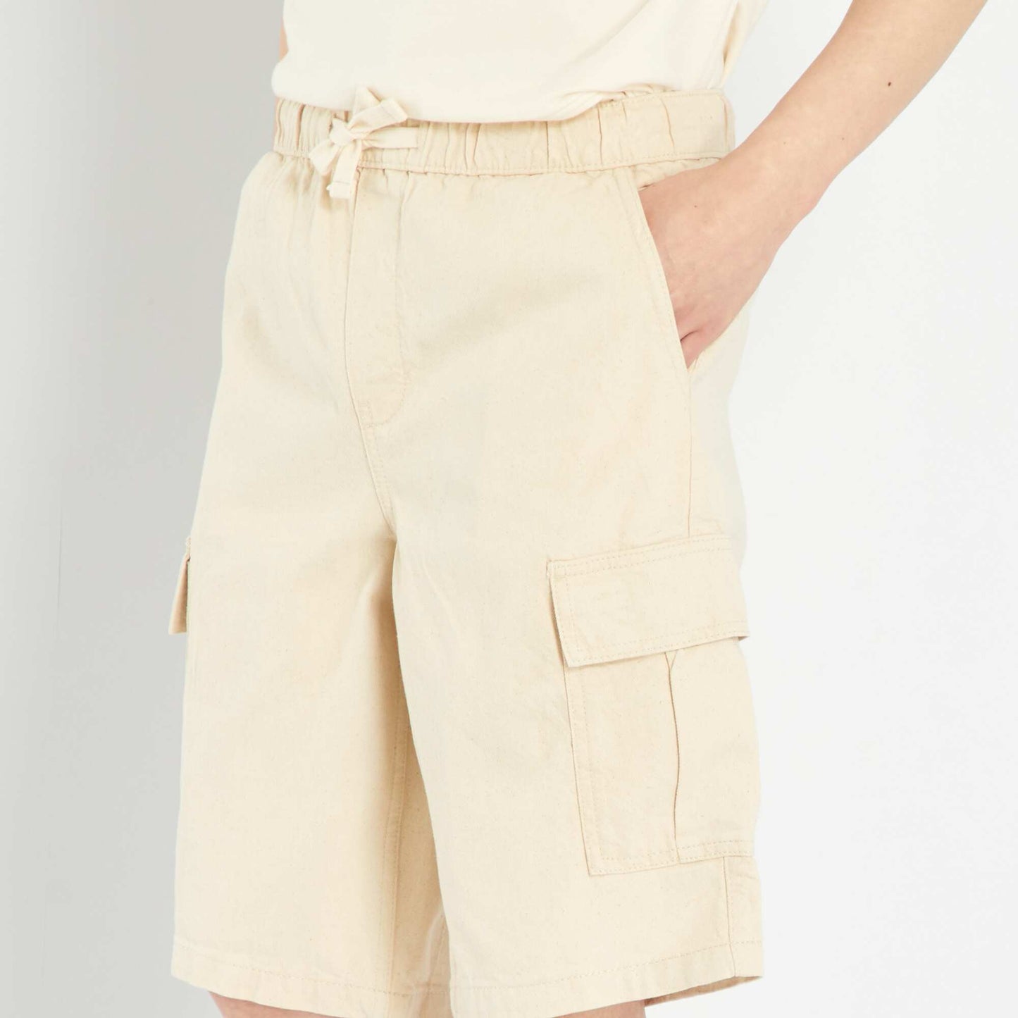 Flecked Bermuda shorts with pockets BEIGE