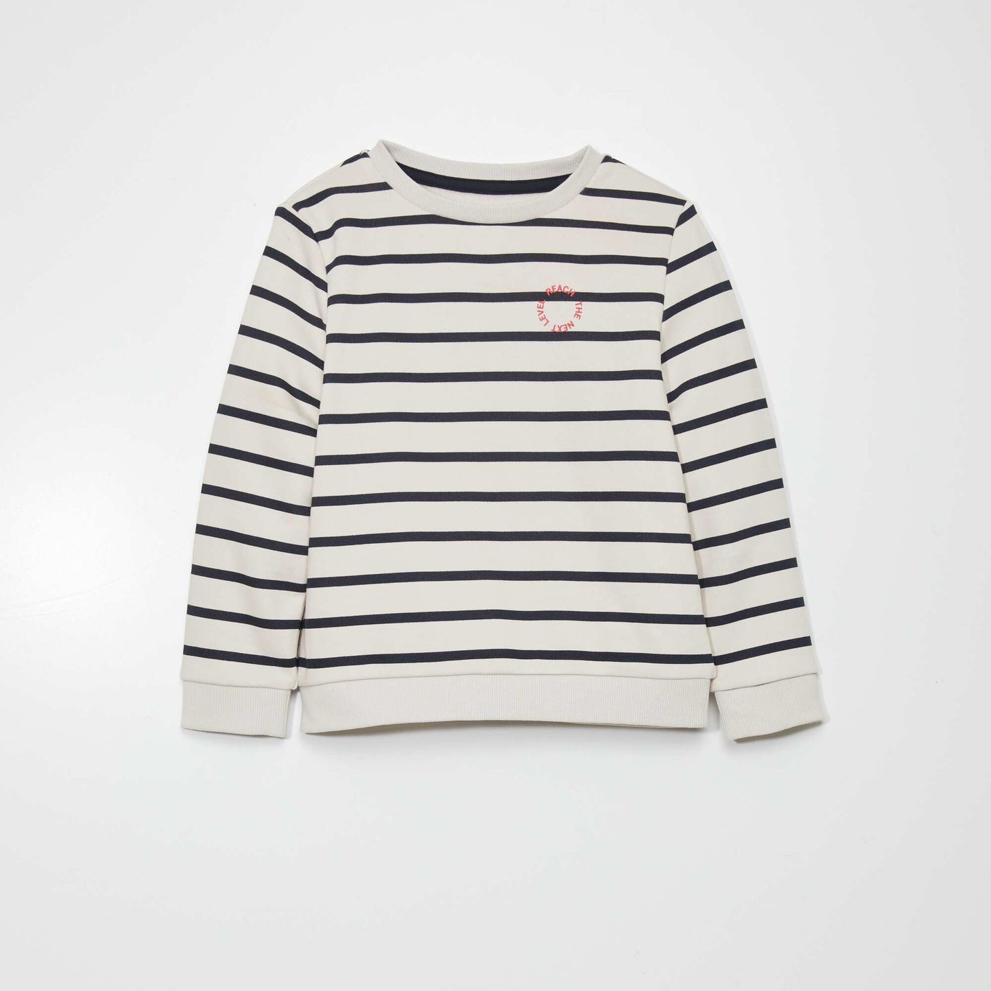 Sweatshirt fabric sweater with wide stripes White
