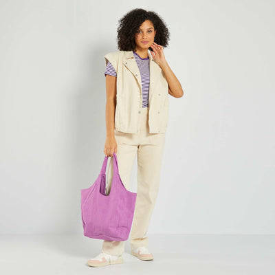 Sleeveless denim jacket BEIGE