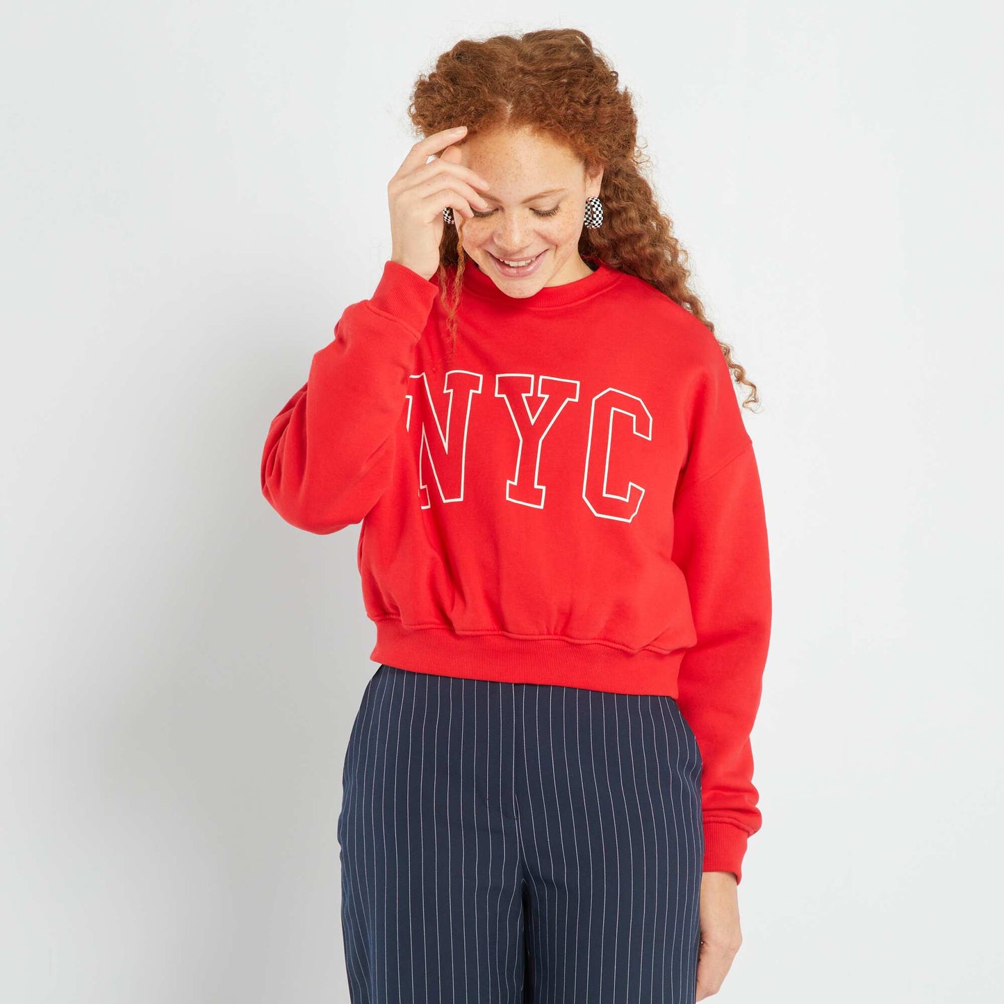 New York round-neck sweatshirt RED