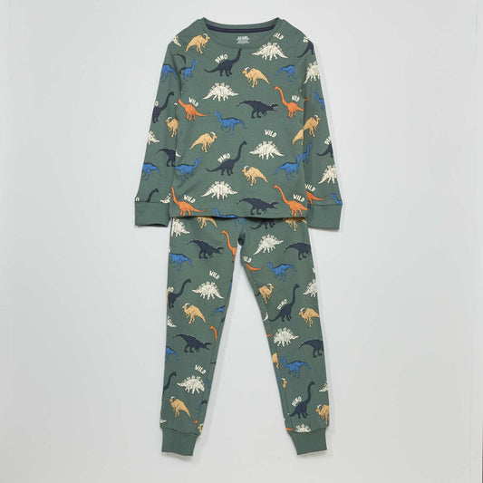 Long pyjamas with all-over print GREEN