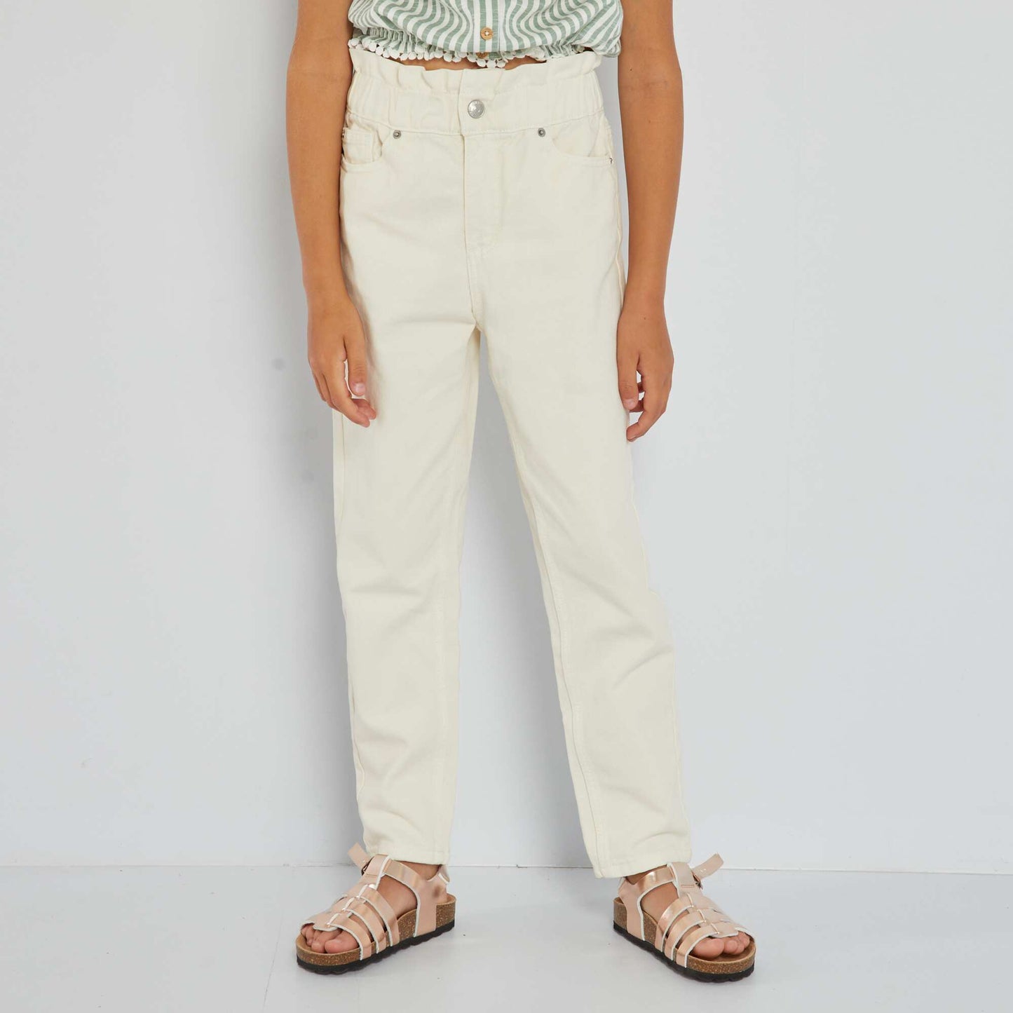 Mom-fit denim trousers WHITE