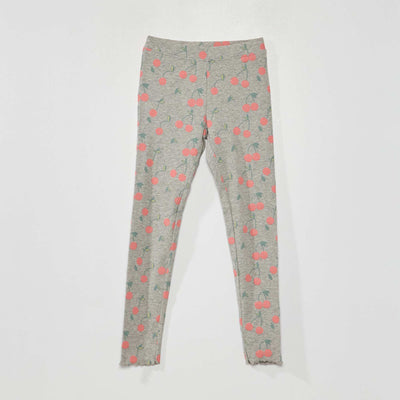 Printed ribbed knit leggings Grey/pink