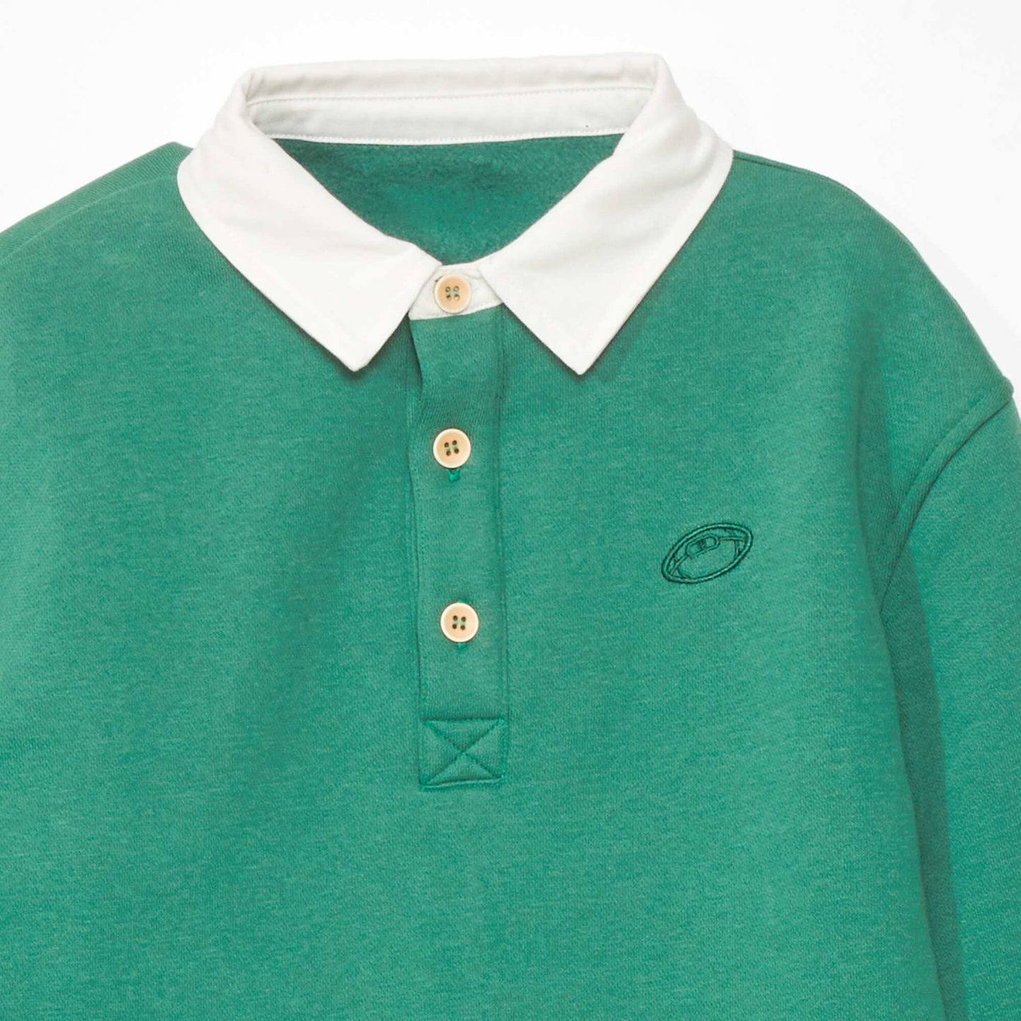 Sweatshirt fabric sweater with polo collar Green