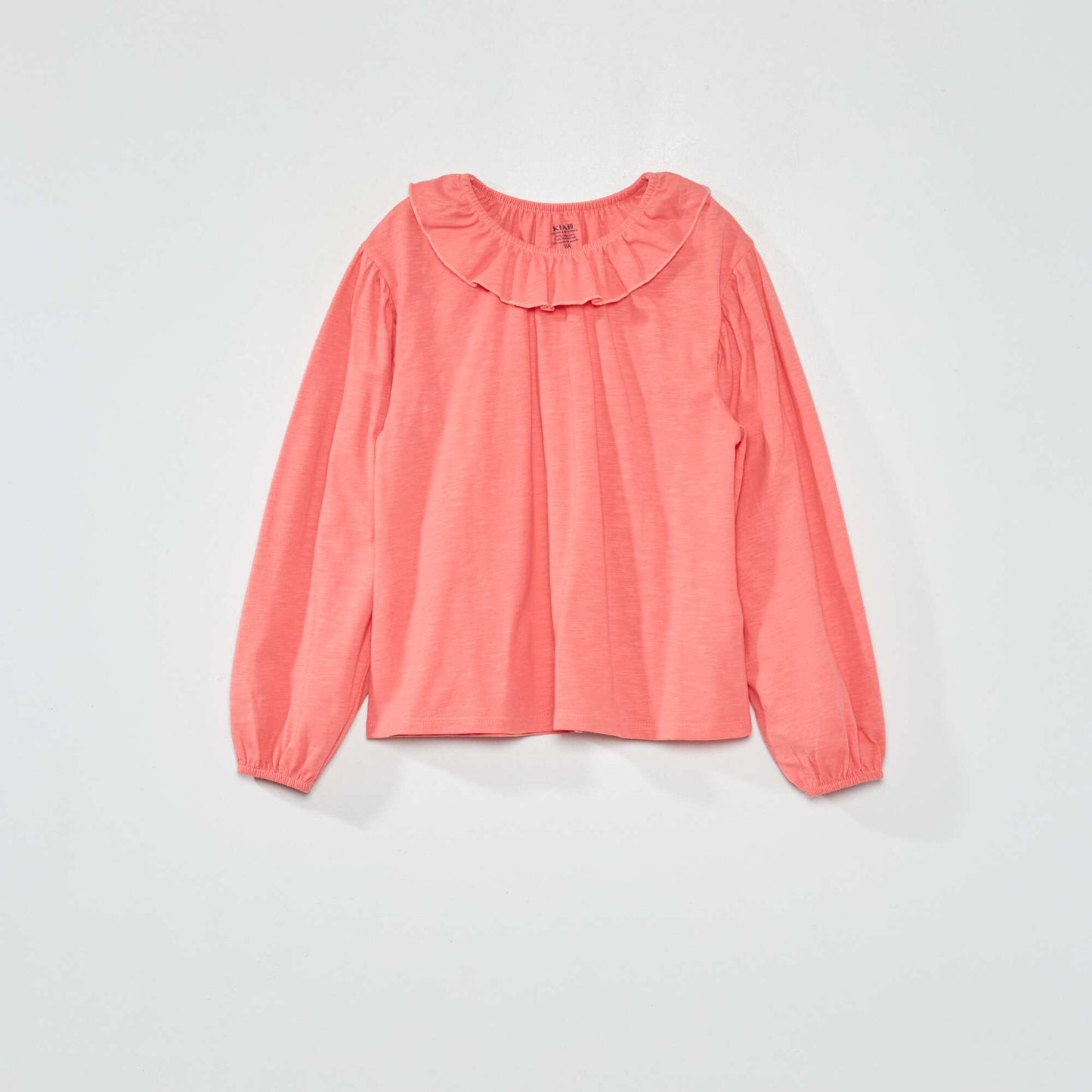 T-shirt with little ruffled collar pink