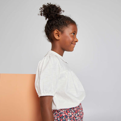T-shirt with Peter Pan collar White