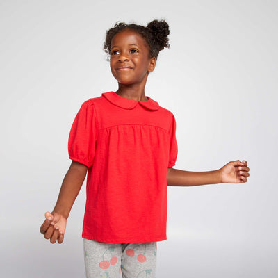T-shirt with Peter Pan collar bright red