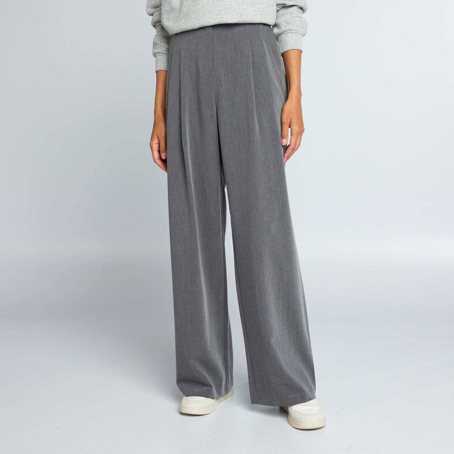 Wide-leg high-waisted trousers GREY