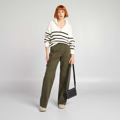 Straight-leg trousers with flap pockets KHAKI