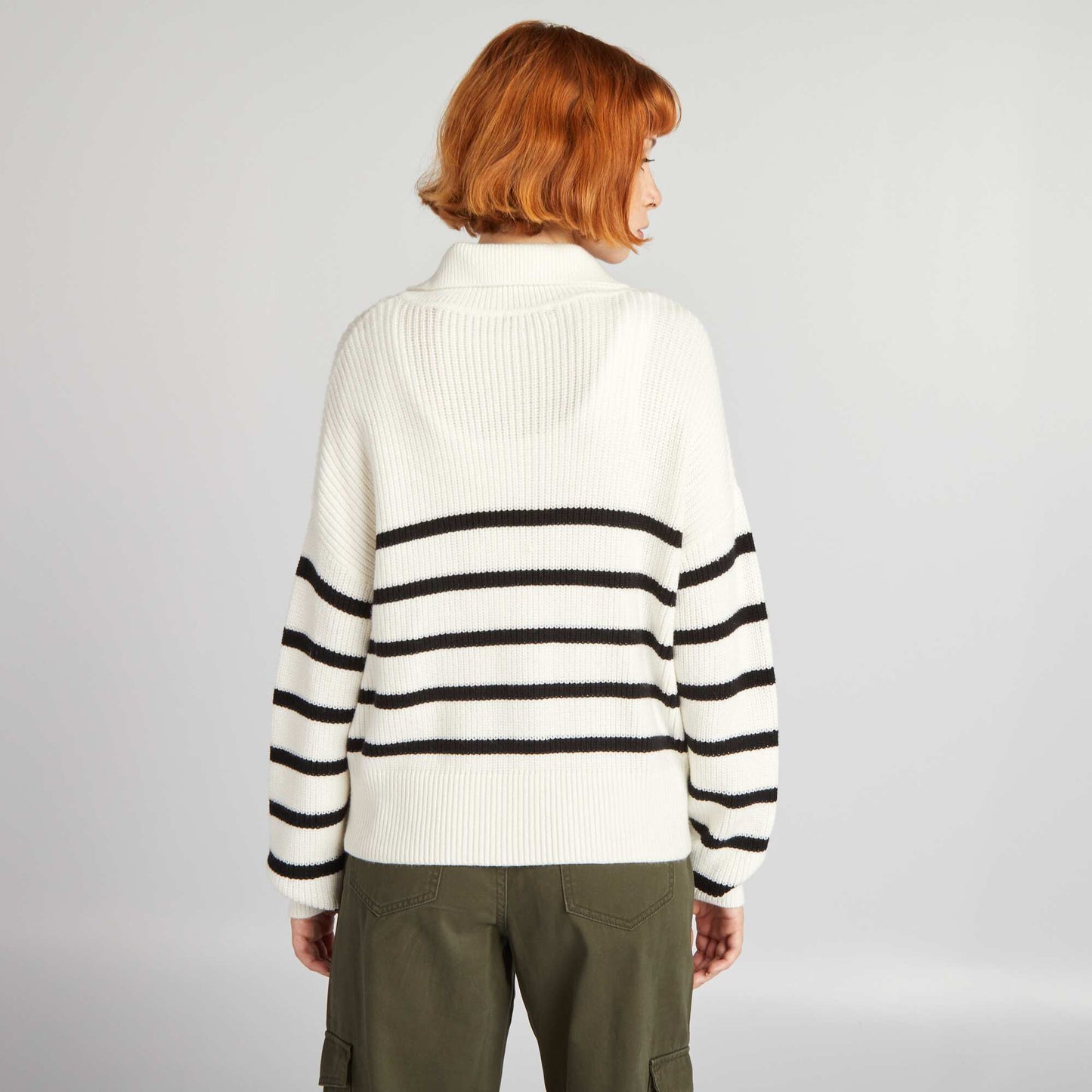 Zip-up high-neck sweater BWSTRIPES