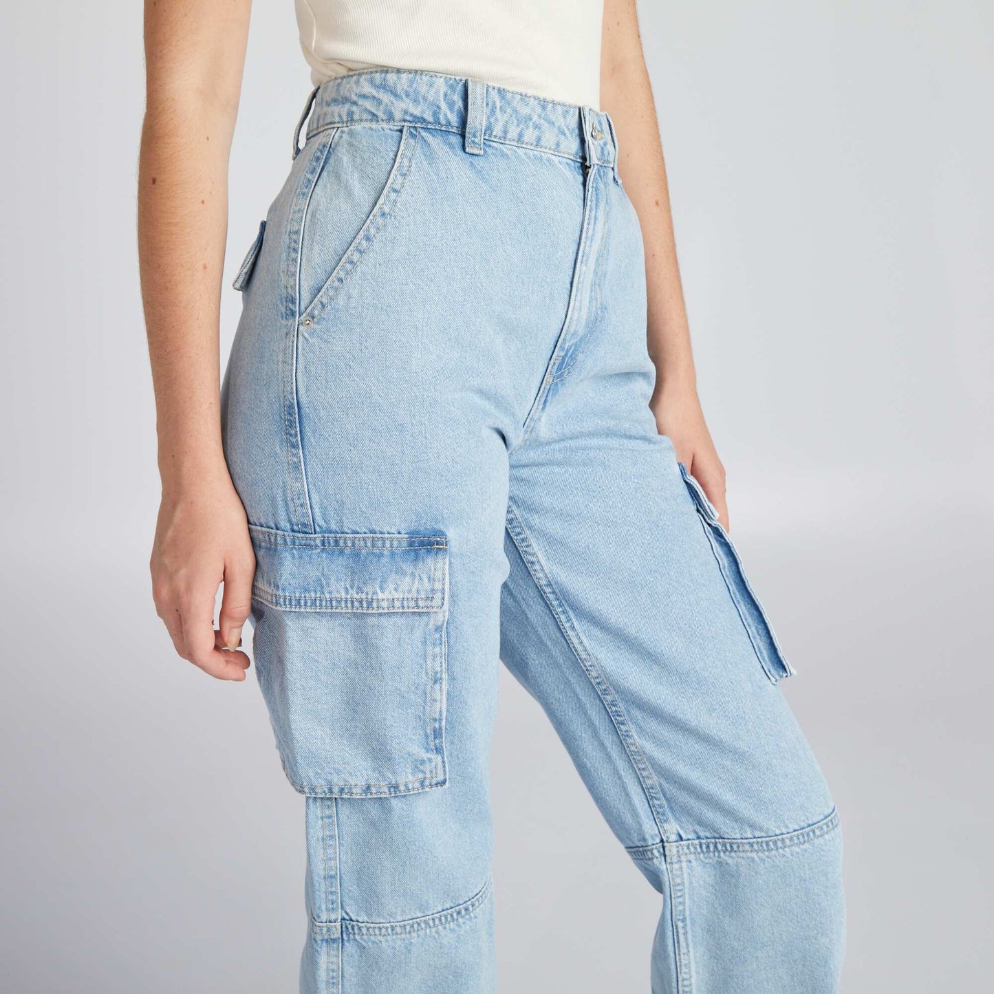 Low-rise denim trousers Blue