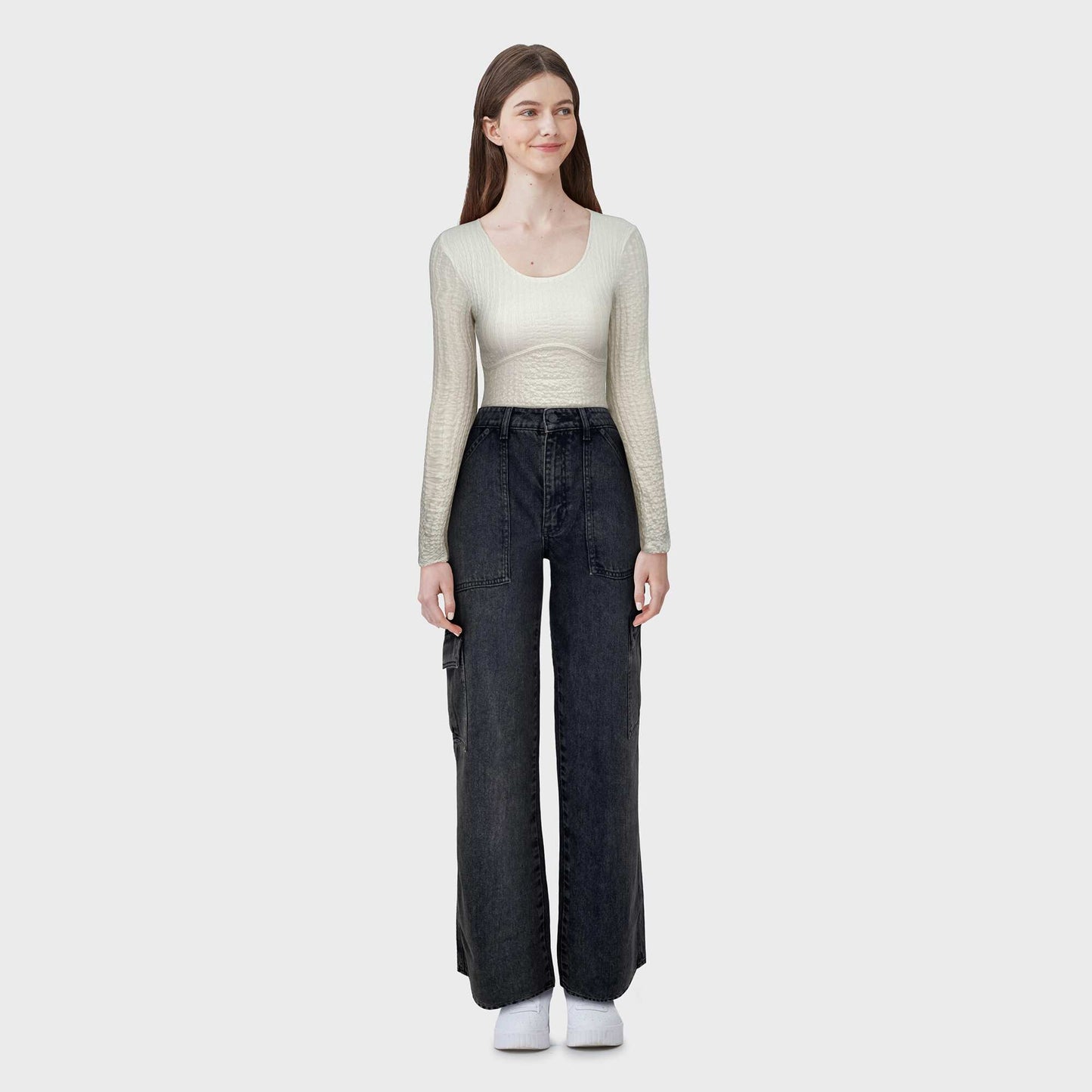 Wide-leg jeans with pockets CAME BLACK