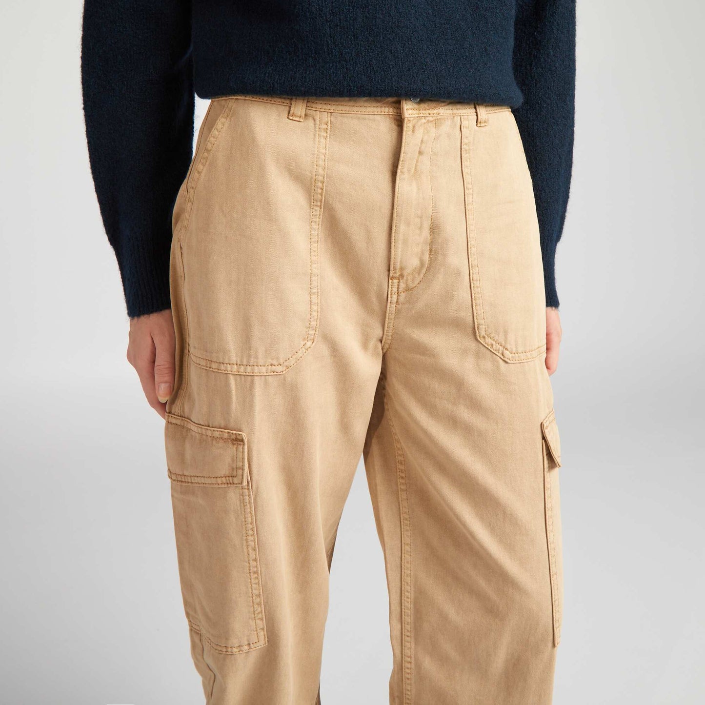 Denim parachute pants Beige