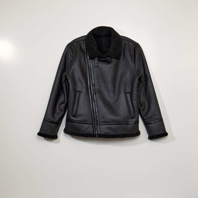 Aviator-style jacket with sherpa trim black