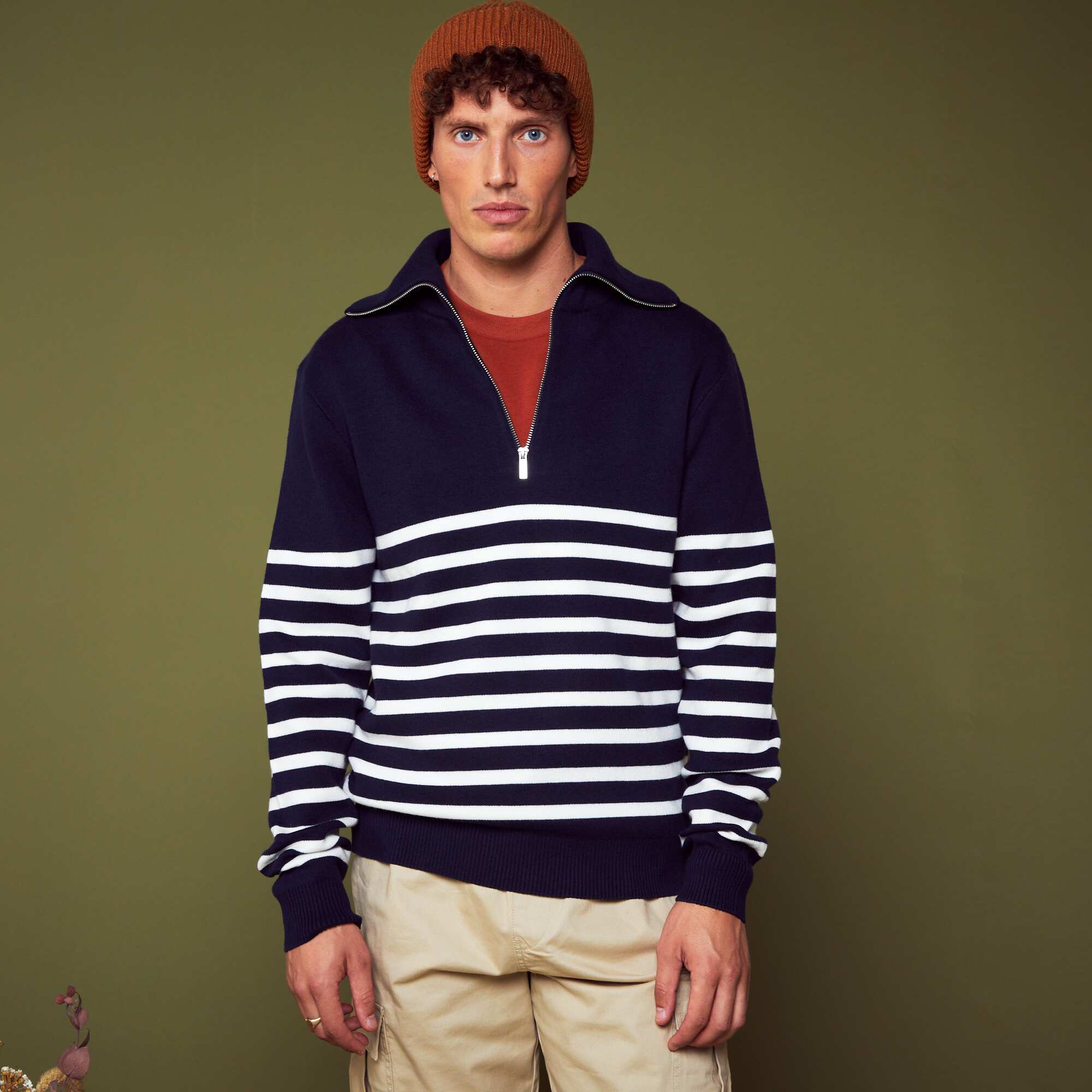 Striped sweater with zipped high neck SAPP BLUE – Kiabi Malte