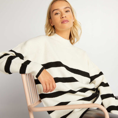 Knit sailor sweater BLACK