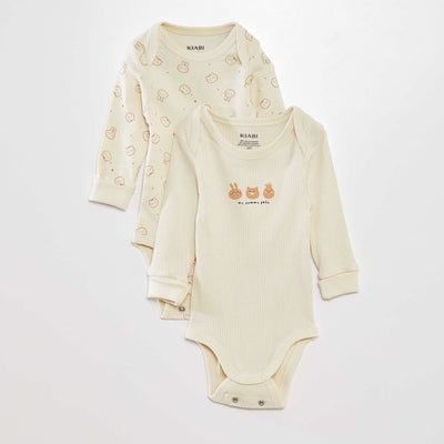 Pack of long-sleeved bodysuits BEIGE