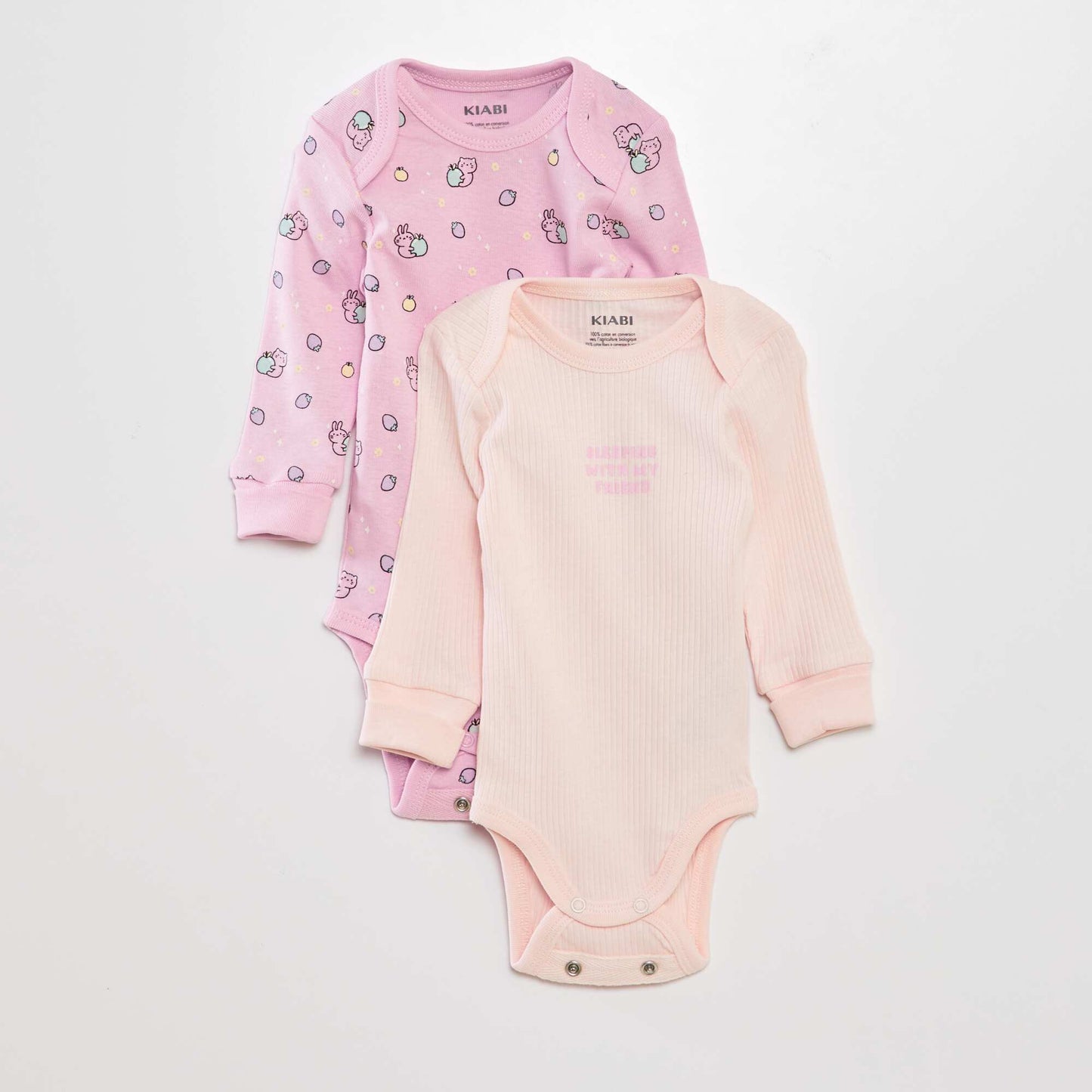 Pack of long-sleeved bodysuits PINK
