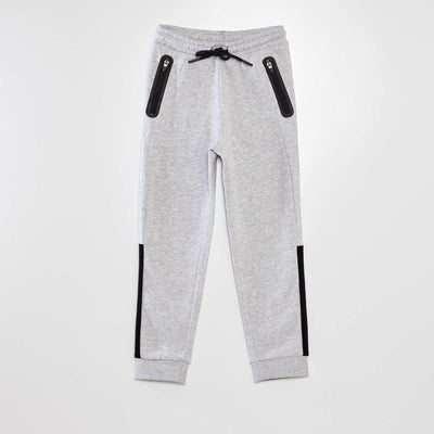 Colour block sweatshirt fabric straight-leg joggers GREY
