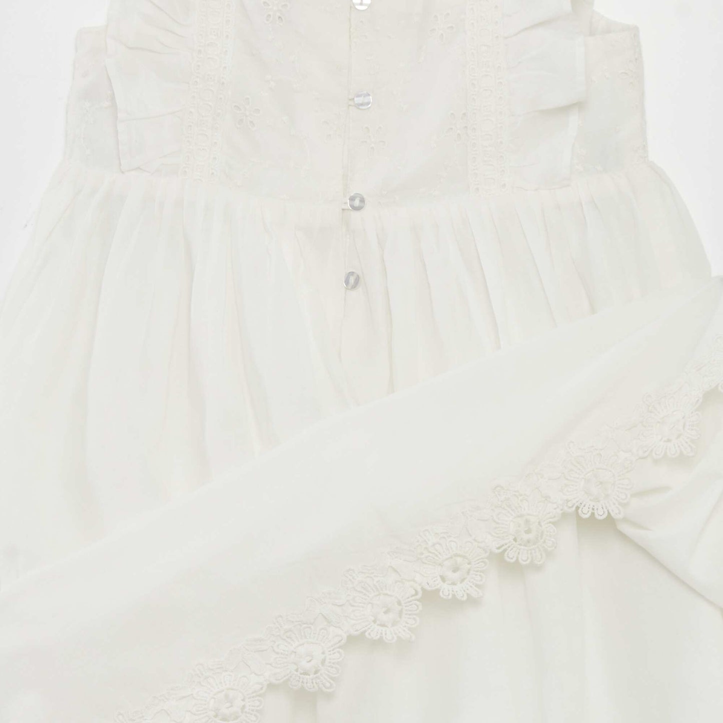Ruffled dress with embroidery WHITE