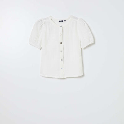 Cotton gauze blouse WHITE