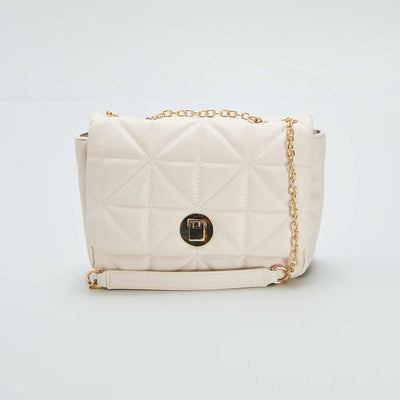 Quilted-effect shoulder bag beige