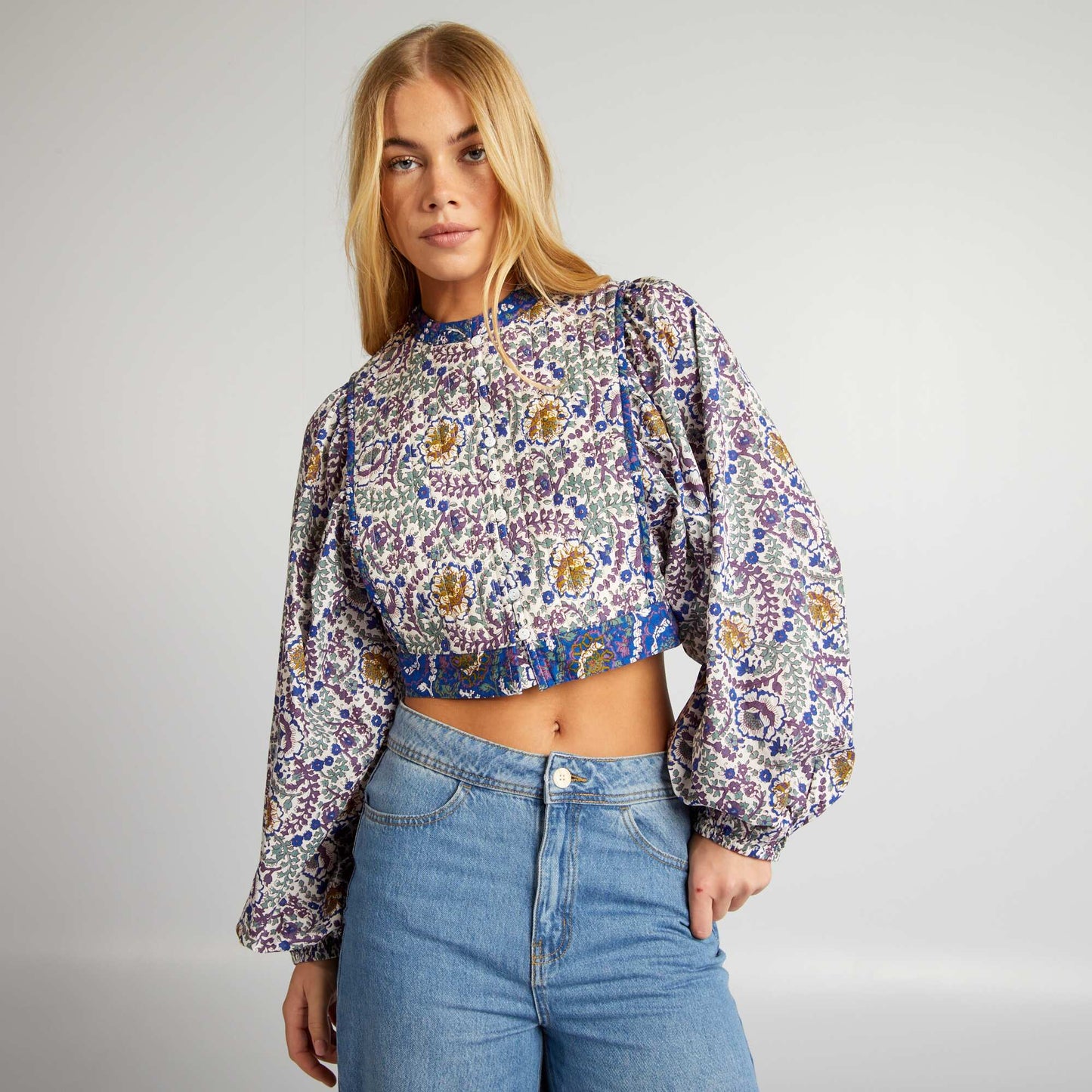 Floral quilted blouse BLUE