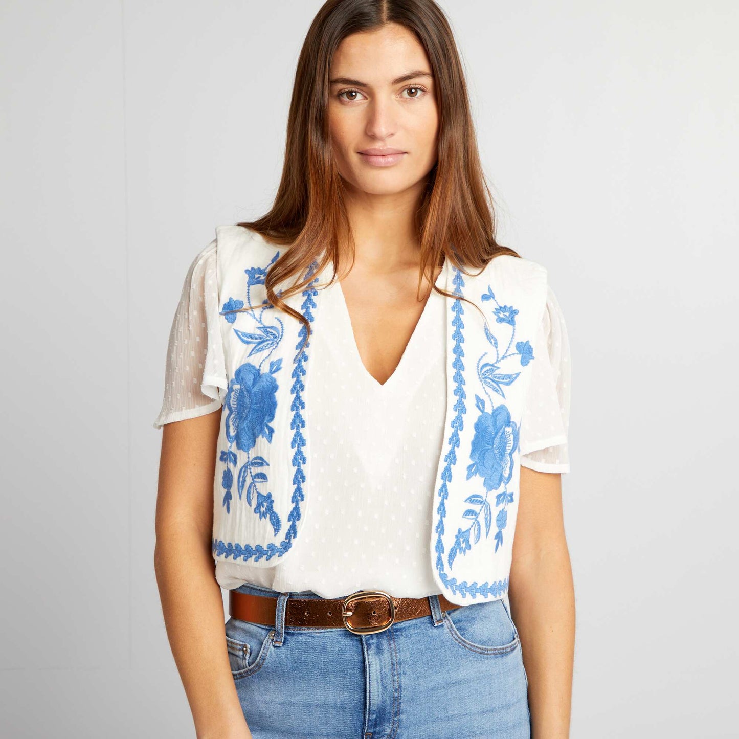 Embroidered waistcoat WHITE